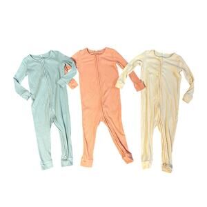 Mori Ribbed Clever Zip Snug Fit Pajamas Bundle of 3 Size 18-24 months